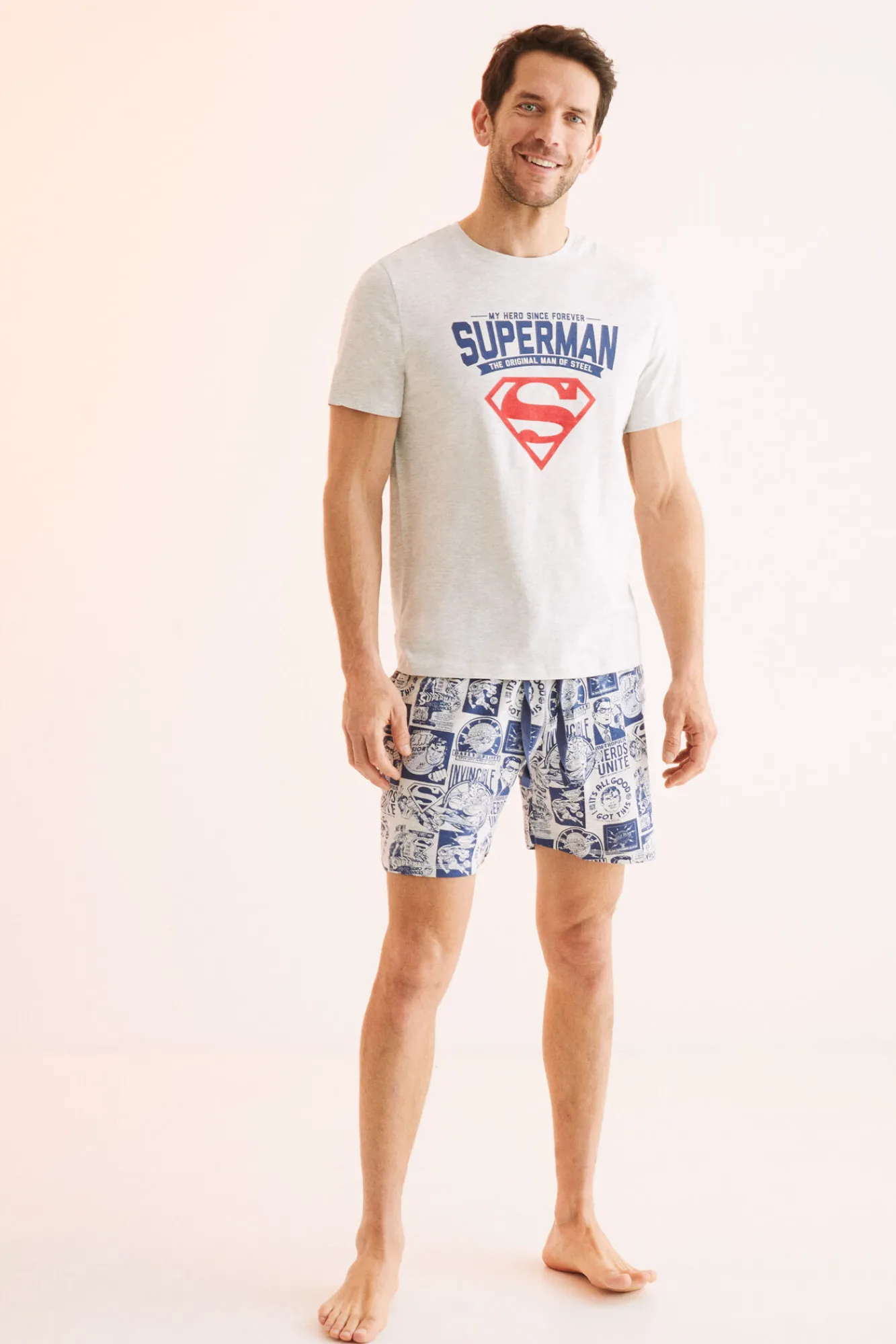 Women'secret Pijama Corto Hombre 100% Algodon Superman Gris Sale