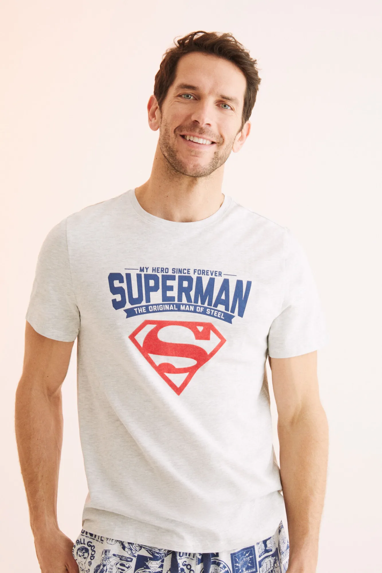 Women'secret Pijama Corto Hombre 100% Algodon Superman Gris Sale