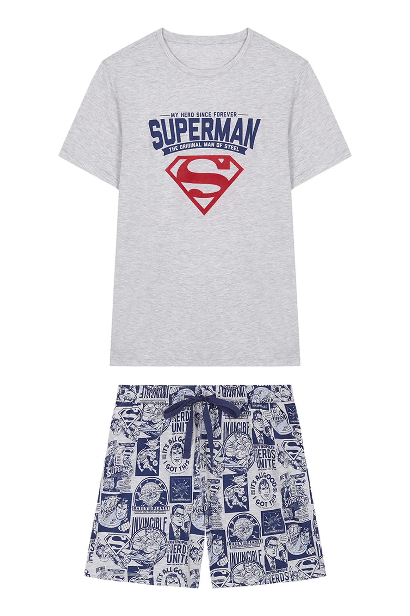 Women'secret Pijama Corto Hombre 100% Algodon Superman Gris Sale