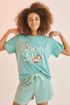 Women'secret Pijama Corto Rayas Garfield Verde Discount
