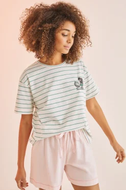 Women'secret Pijama Corto Rayas Mafalda Rosa Blanco