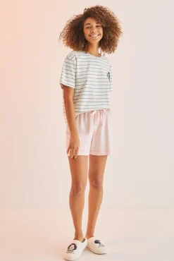 Women'secret Pijama Corto Rayas Mafalda Rosa Blanco