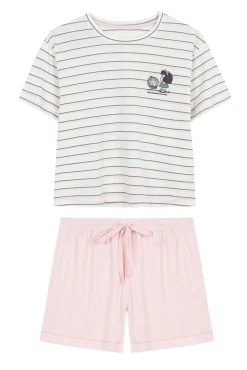 Women'secret Pijama Corto Rayas Mafalda Rosa Blanco