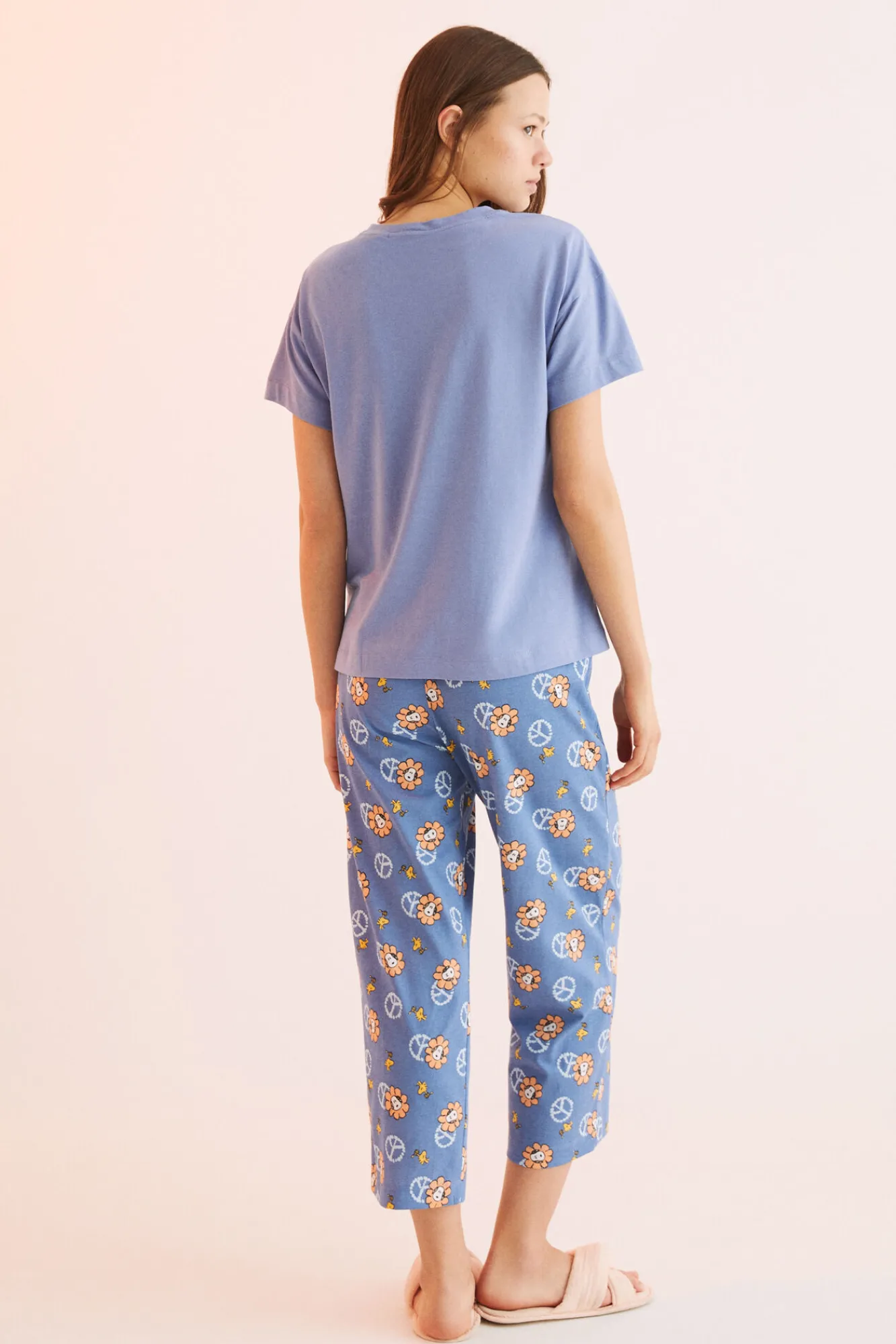 Women'secret Pijama Largo 100% Algodon Snoopy 'save The Planet' Azul Hot