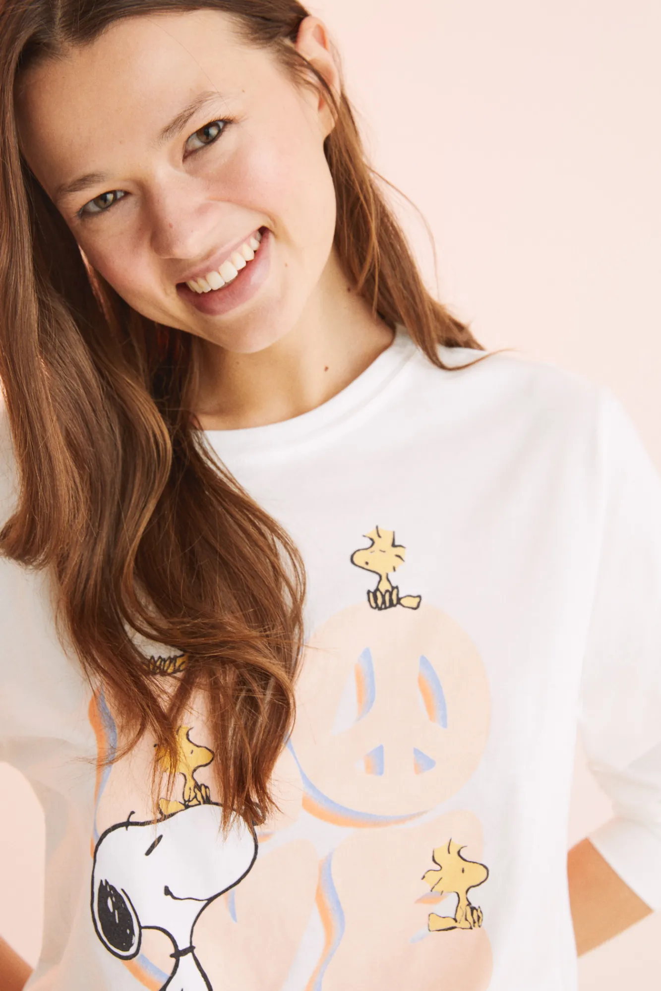 Women'secret Pijama Largo 100% Algodon Snoopy 'Love' Naranja Best
