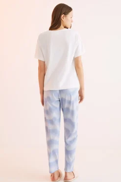Women'secret Pijama Largo 100% Algodon Snoopy Estampado Beige Clearance