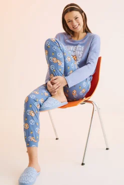 Women'secret Pijama Largo 100% Algodon Snoopy Azul Hot