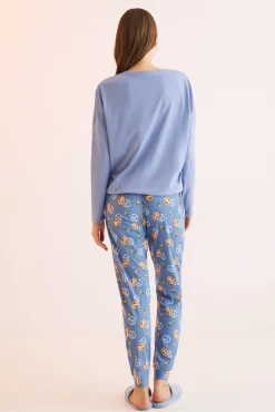 Women'secret Pijama Largo 100% Algodon Snoopy Azul Hot