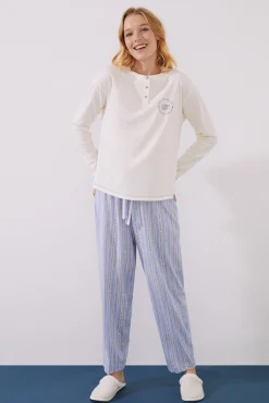 Women'secret Pijama Largo 100% Algodon Women Voices Beige Hot