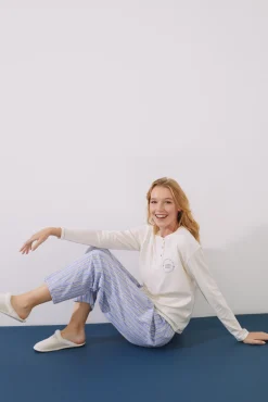 Women'secret Pijama Largo 100% Algodon Women Voices Beige Hot