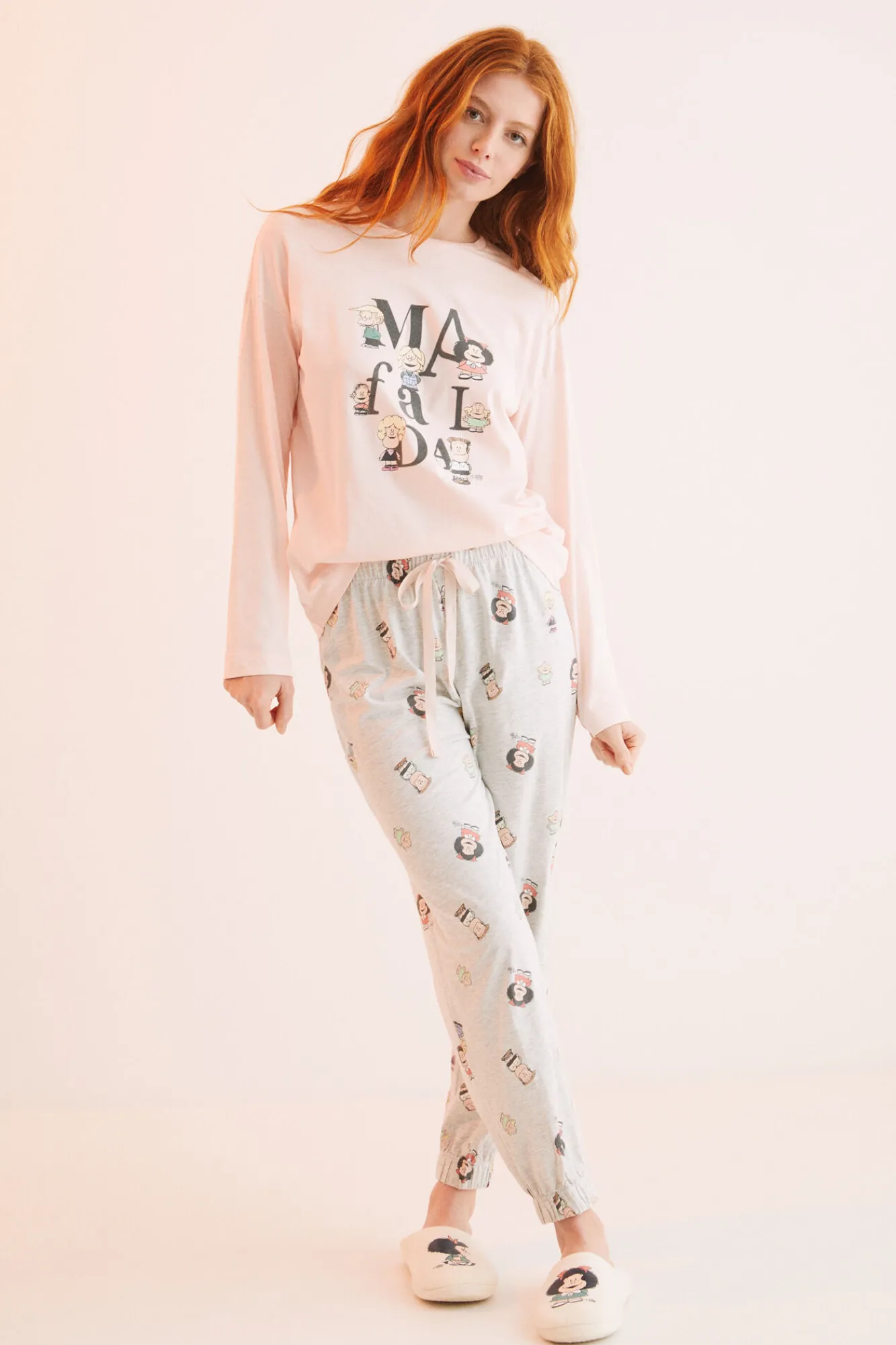 Women'secret Pijama Largo Algodon Mafalda Rosa Outlet