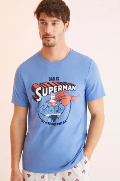 Women'secret Pijama Largo Hombre Algodon Superman Gris Best
