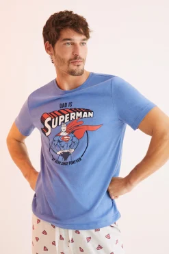 Women'secret Pijama Largo Hombre Algodon Superman Gris Best