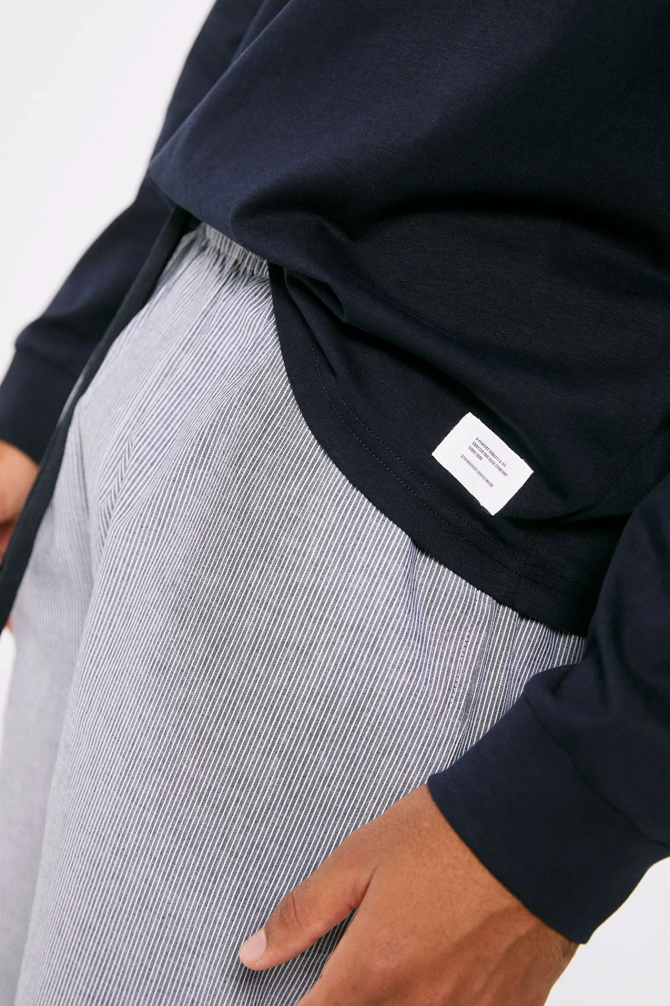 * Pijama Largo Pantalon Tela Navy Discount