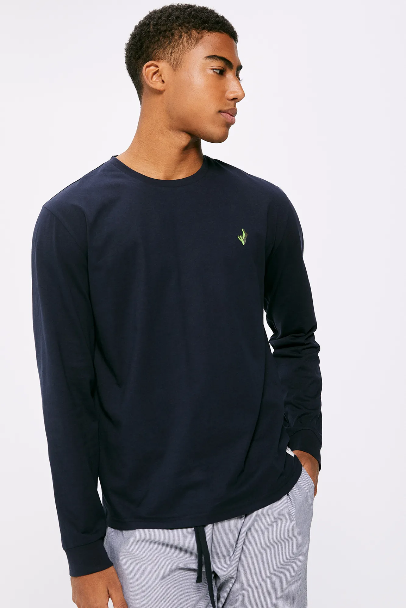 * Pijama Largo Pantalon Tela Navy Discount