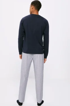 * Pijama Largo Pantalon Tela Navy Discount