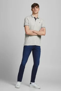 Jack & Jones Polo Algodon Cuello Contraste Gris Claro Online
