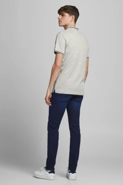 Jack & Jones Polo Algodon Cuello Contraste Gris Claro Online
