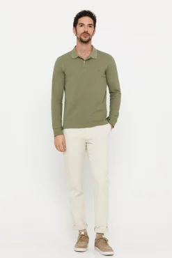 Cortefiel Polo Basico Manga Larga Kaki Online