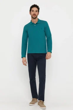 Cortefiel Polo Basico Manga Larga Turquesa Clearance