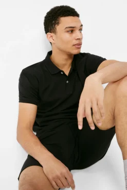 * Polo Basico Pique Slim Negro Discount