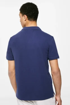 * Polo Basico Pique Slim Azul Medio Best