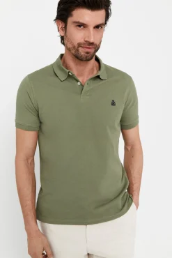 Cortefiel Polo Basico Pique Slim Kaki Sale