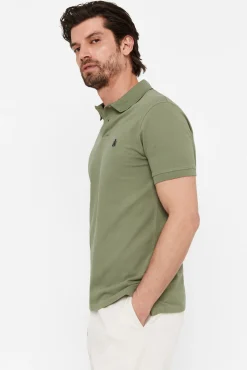 Cortefiel Polo Basico Pique Slim Kaki Sale