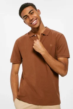 * Polo Basico Pique Slim Marron Medio Online