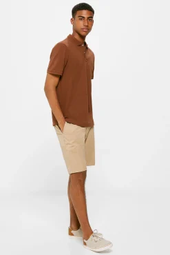 * Polo Basico Pique Slim Marron Medio Online