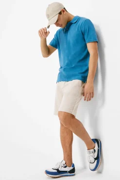 * Polo Basico Pique Slim Azul Discount