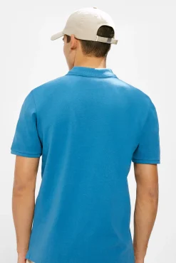 * Polo Basico Pique Slim Azul Discount