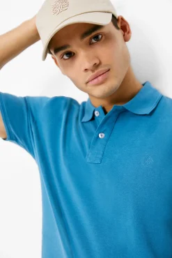 * Polo Basico Pique Slim Azul Discount