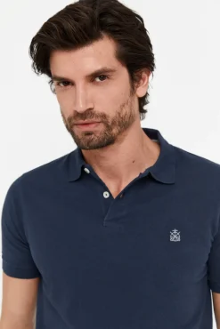 Cortefiel Polo Basico Pique Slim Azul Oscuro Best
