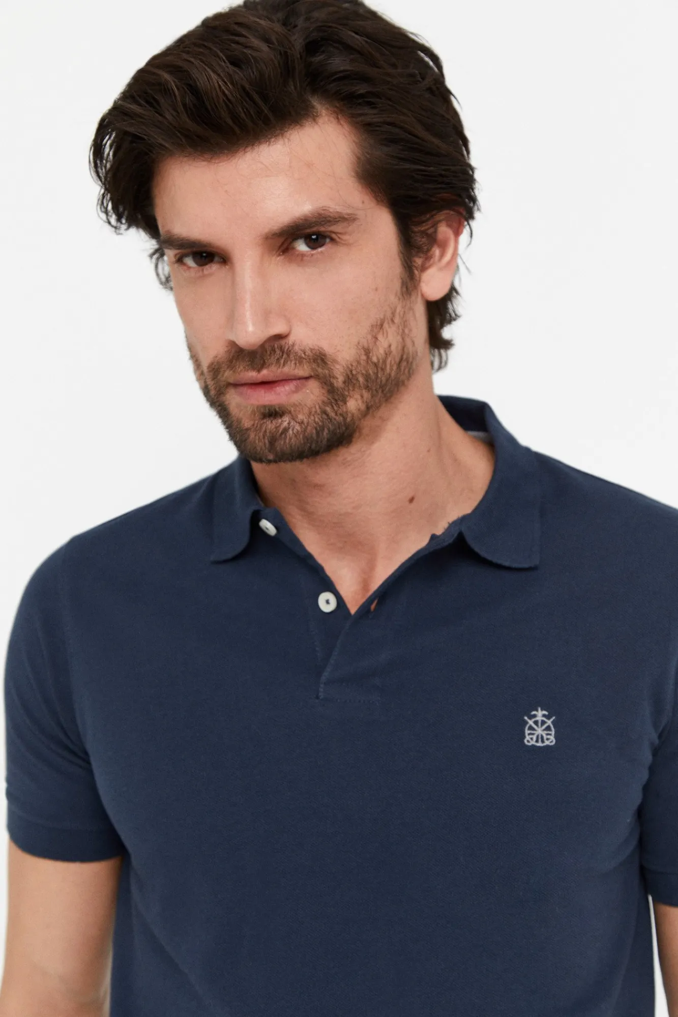 Cortefiel Polo Basico Pique Slim Azul Oscuro Best