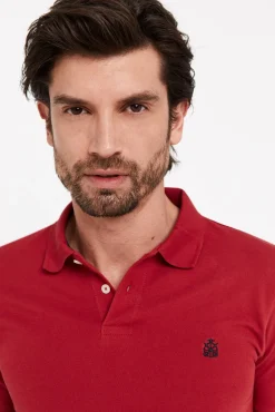 Cortefiel Polo Basico Pique Slim Granate Discount