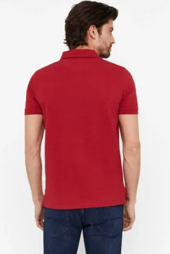 Cortefiel Polo Basico Pique Slim Granate Discount