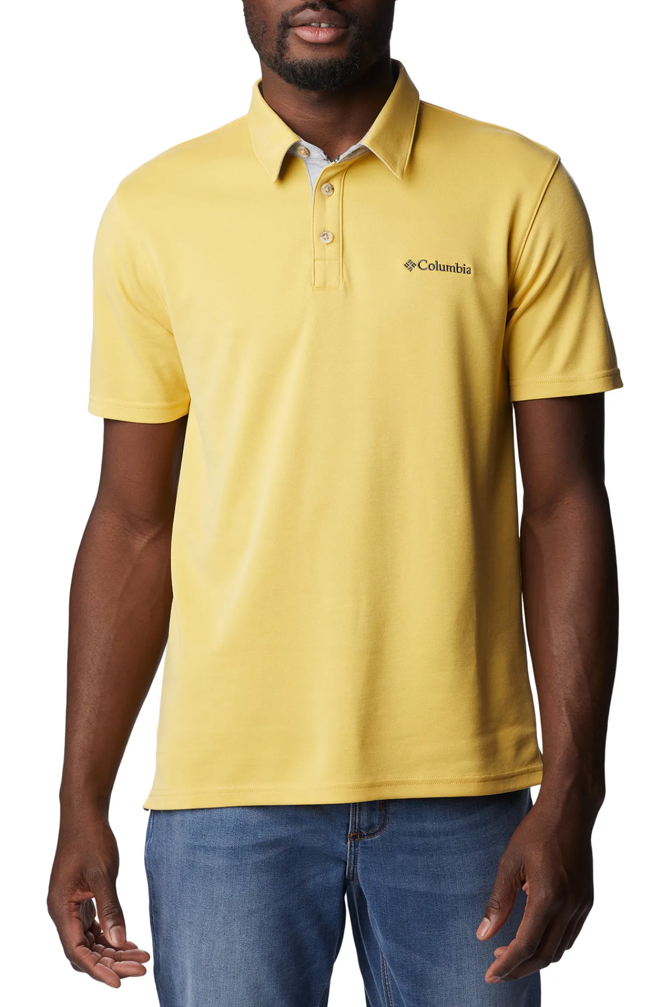 Columbia Polo Para Hombre Nelson Point™ Amarillo Clearance