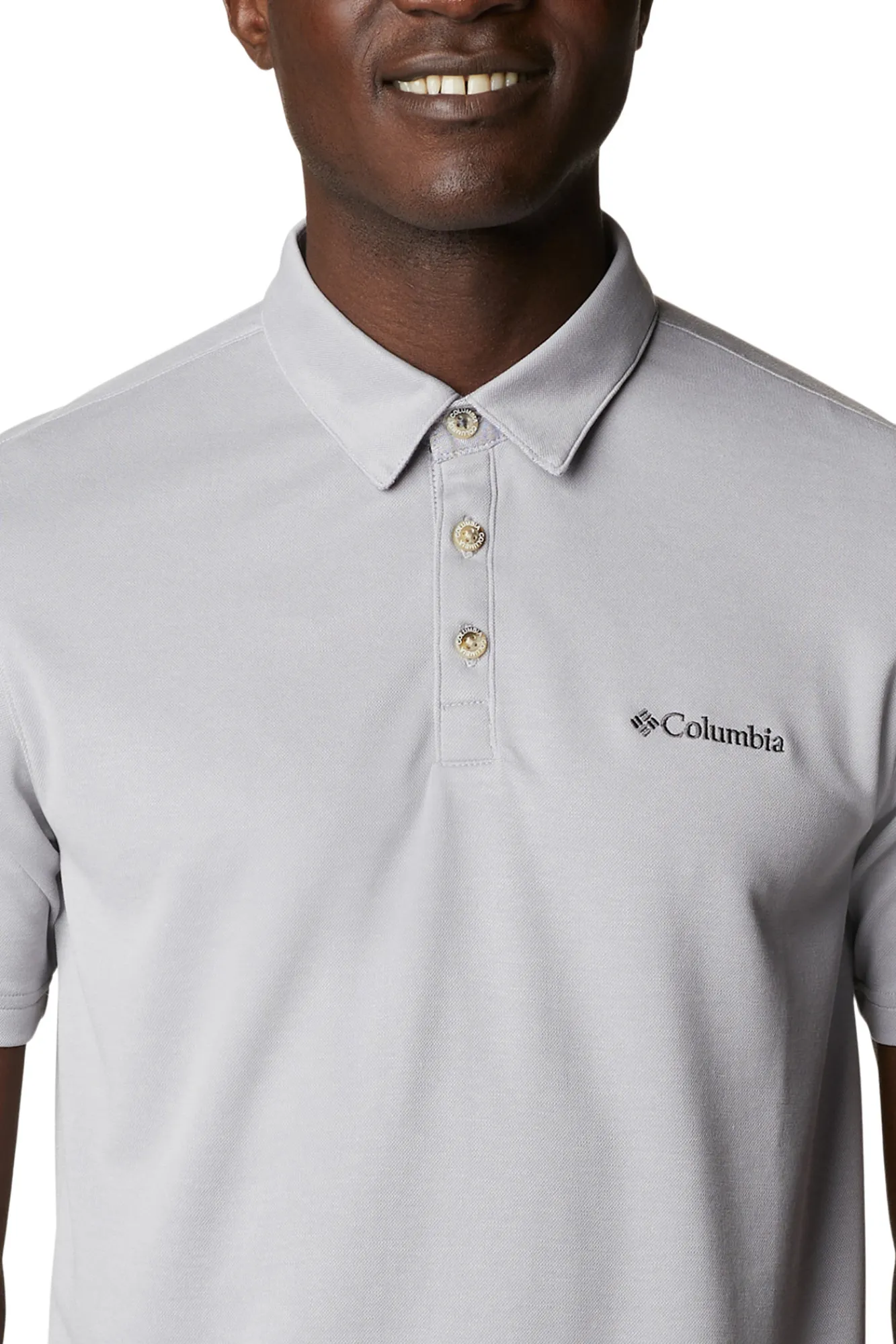 Columbia Polo Para Hombre Nelson Point™ Gris Medio Discount