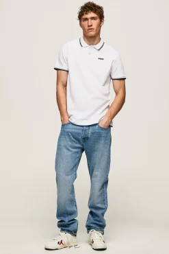 Pepe Jeans Polo De Hombre Manga Corta Con Detalle Rayas. Blanco