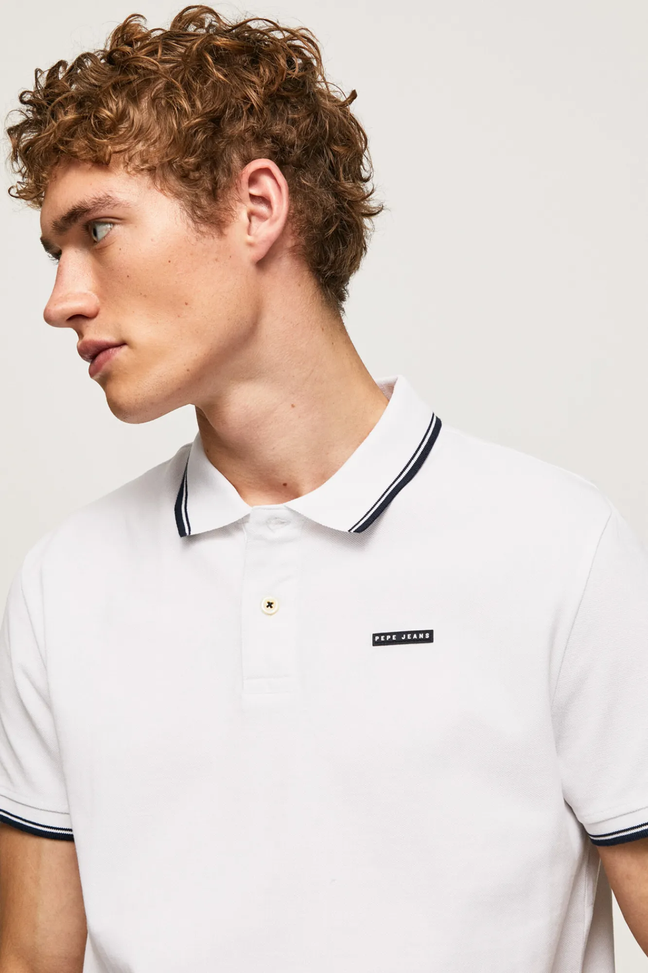 Pepe Jeans Polo De Hombre Manga Corta Con Detalle Rayas. Blanco
