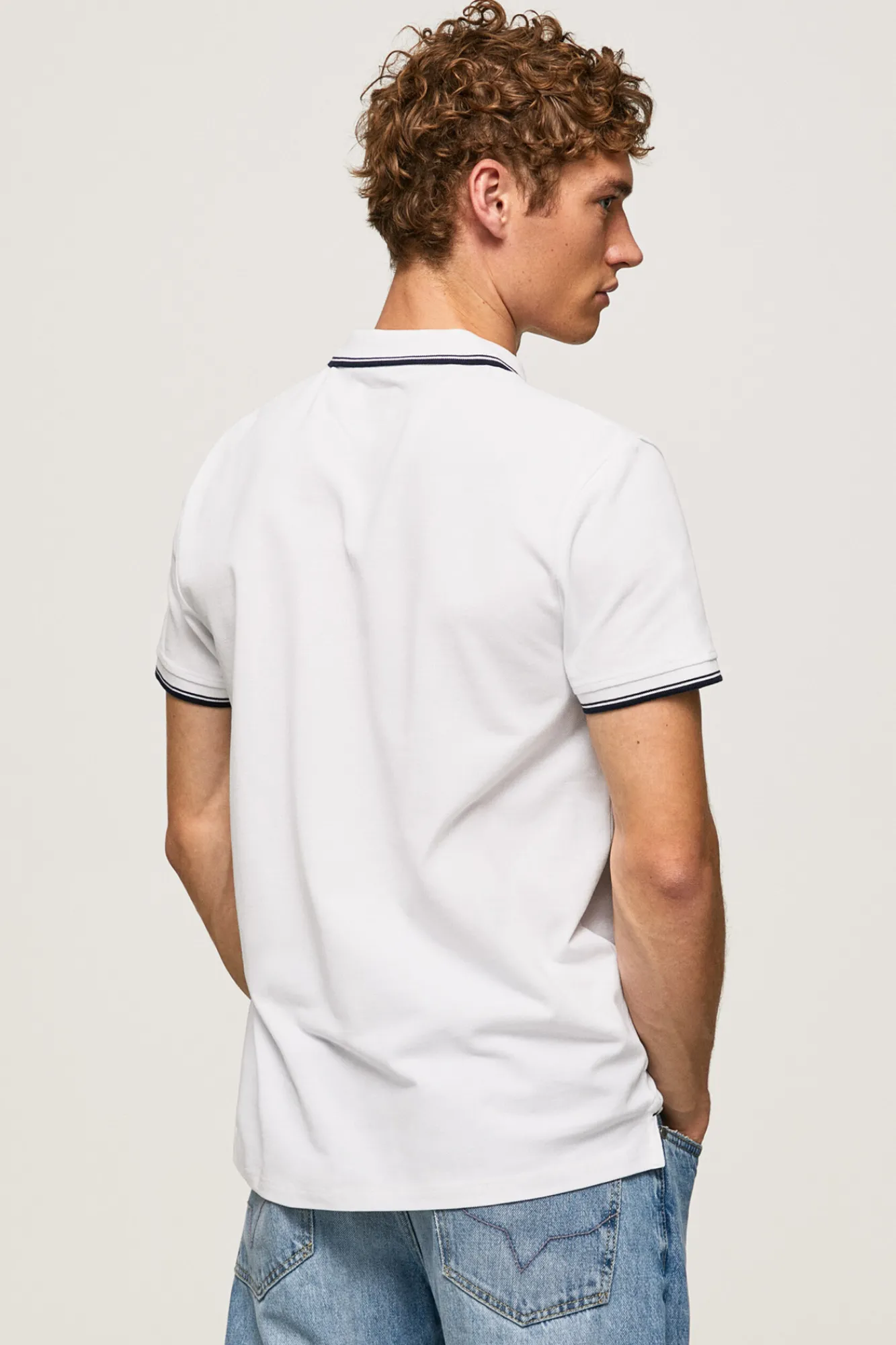 Pepe Jeans Polo De Hombre Manga Corta Con Detalle Rayas. Blanco