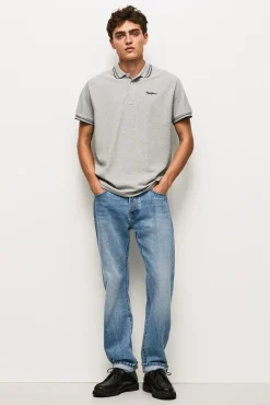 Pepe Jeans Polo De Hombre Manga Corta Pique. Gris Claro Best
