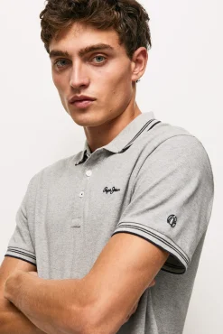 Pepe Jeans Polo De Hombre Manga Corta Pique. Gris Claro Best