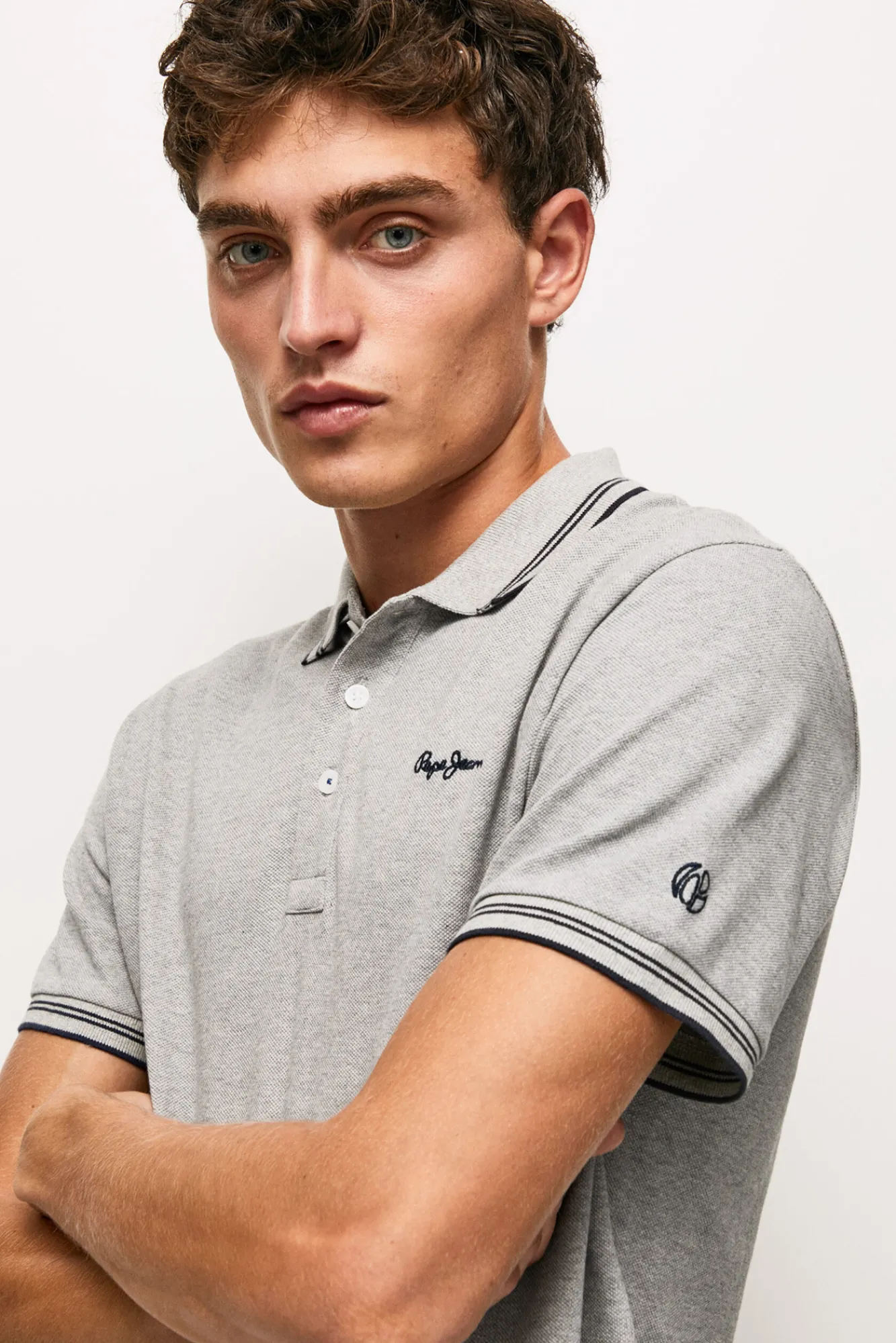 Pepe Jeans Polo De Hombre Manga Corta Pique. Gris Claro Best
