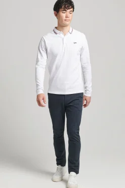 Superdry Polo De Manga Larga Con Ribete Y Logotipo Vintage Logo Blanco Sale