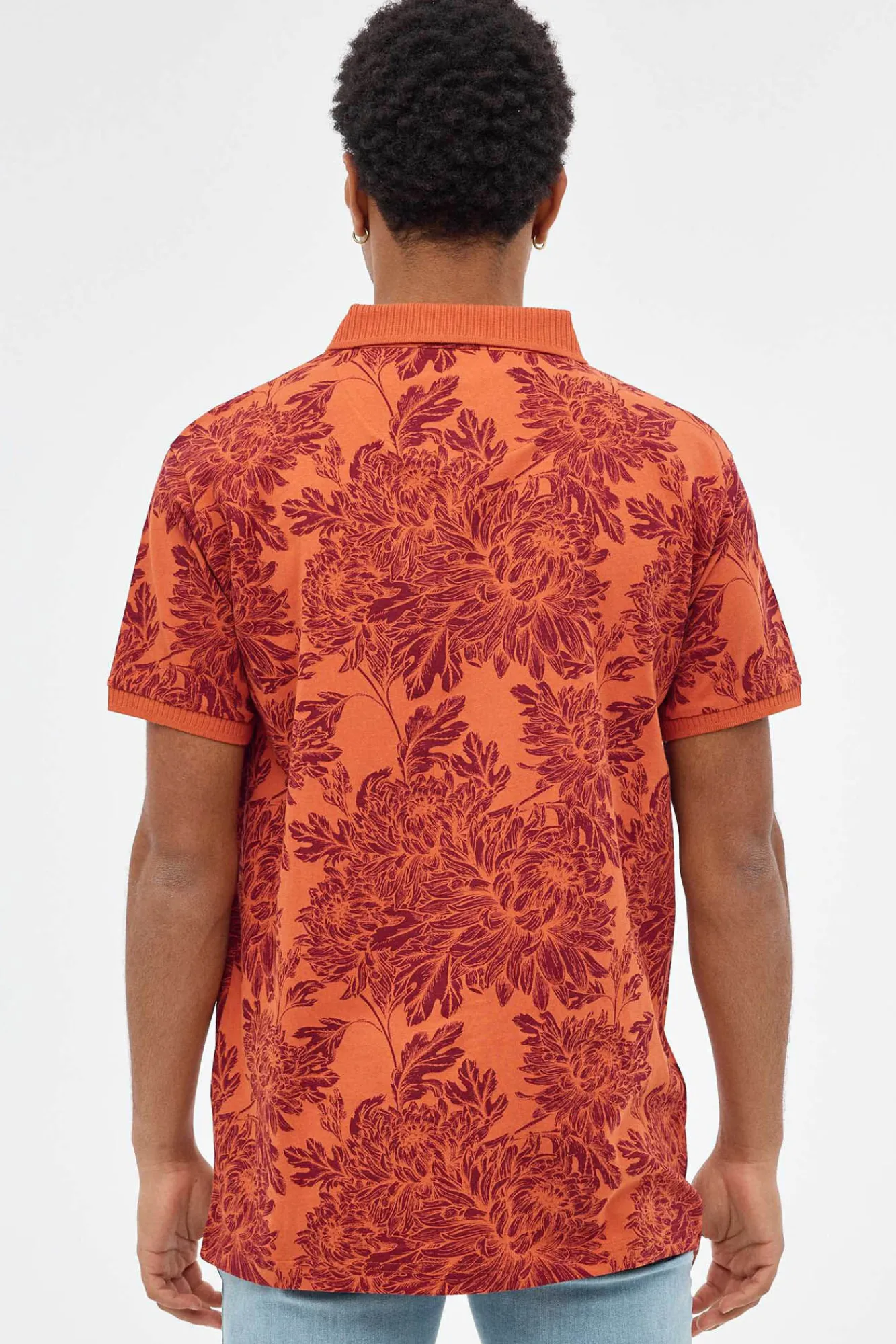 Inside Polo Estampado Floral Estampado Granate Discount