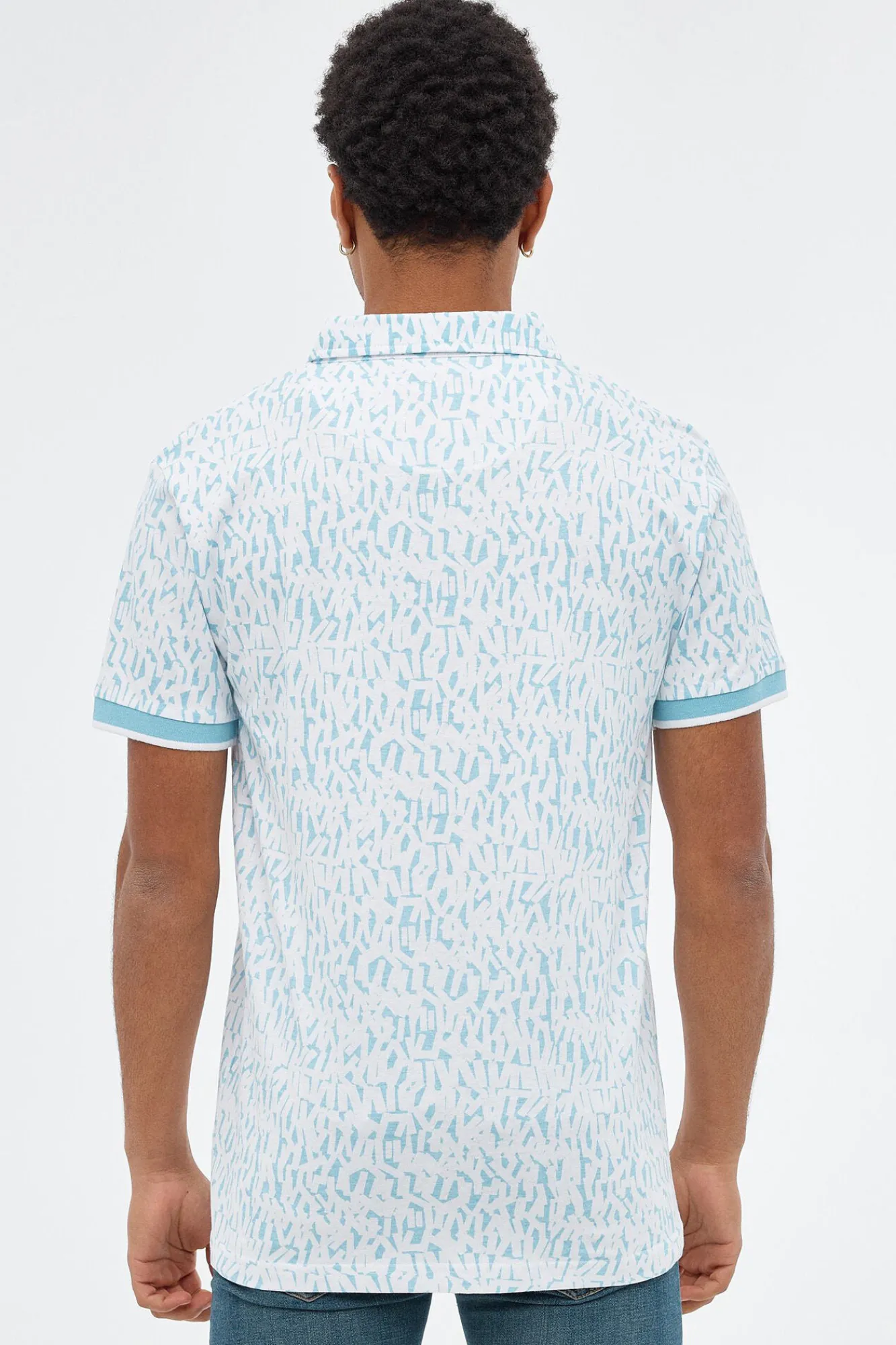 Inside Polo Estampado Letras Estampado Azul New