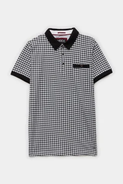 Inside Polo Estampado Pata De Gallo Negro Online