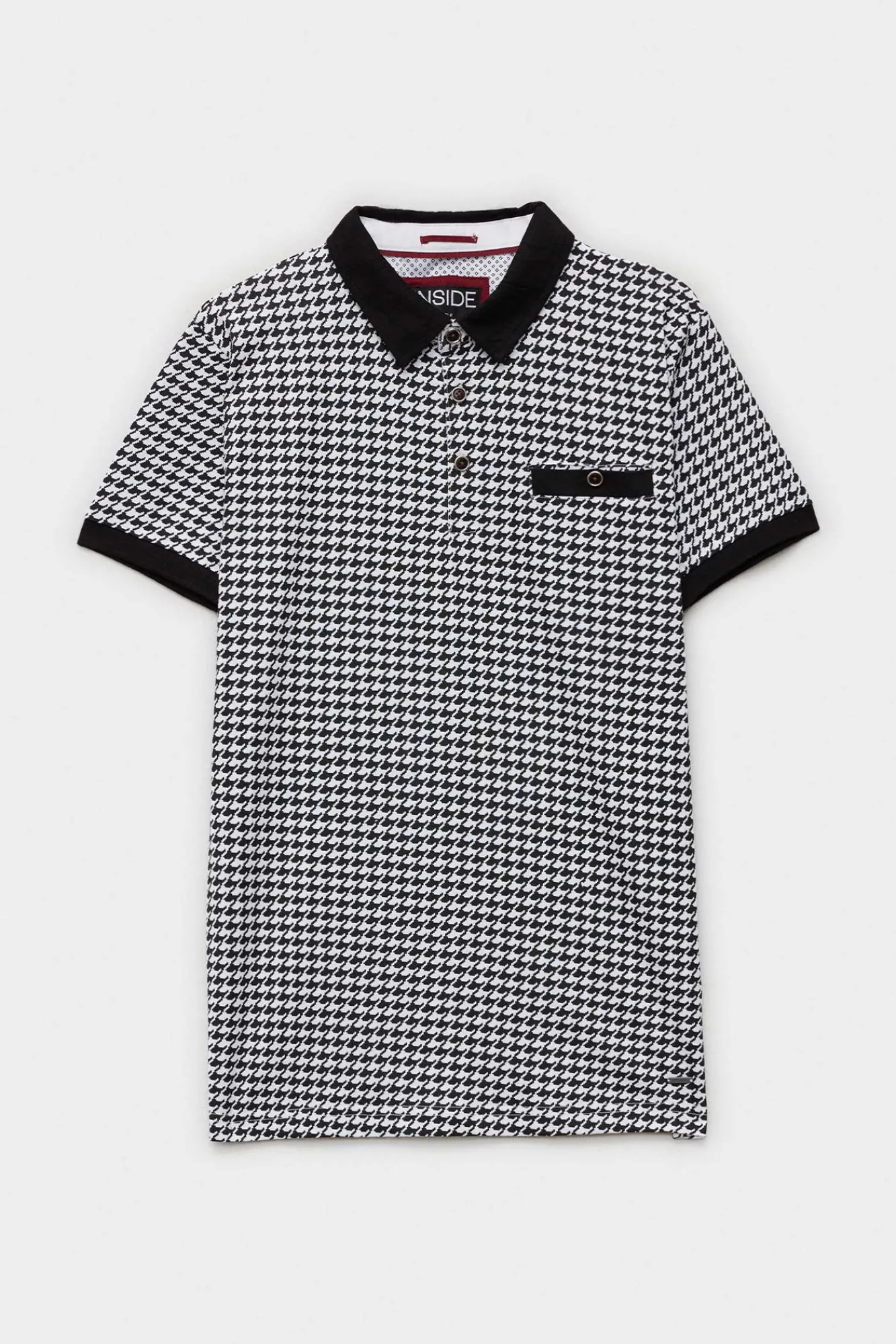 Inside Polo Estampado Pata De Gallo Negro Online